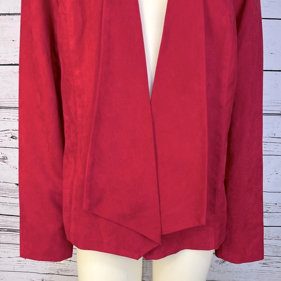 Stunning Studio Works Faux Suede Jacket Cardigan in Red Size Large - Picture 3 of 11